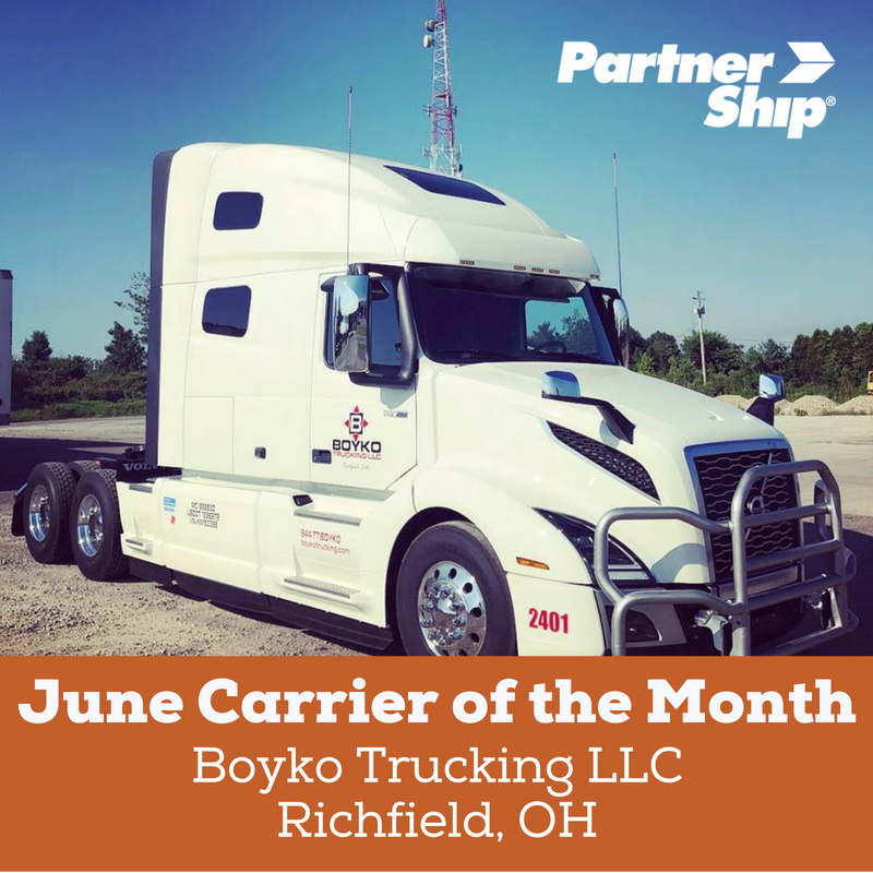 PartnerShip Loves Our Carriers! Here is Our June 2018 Carrier of the Month